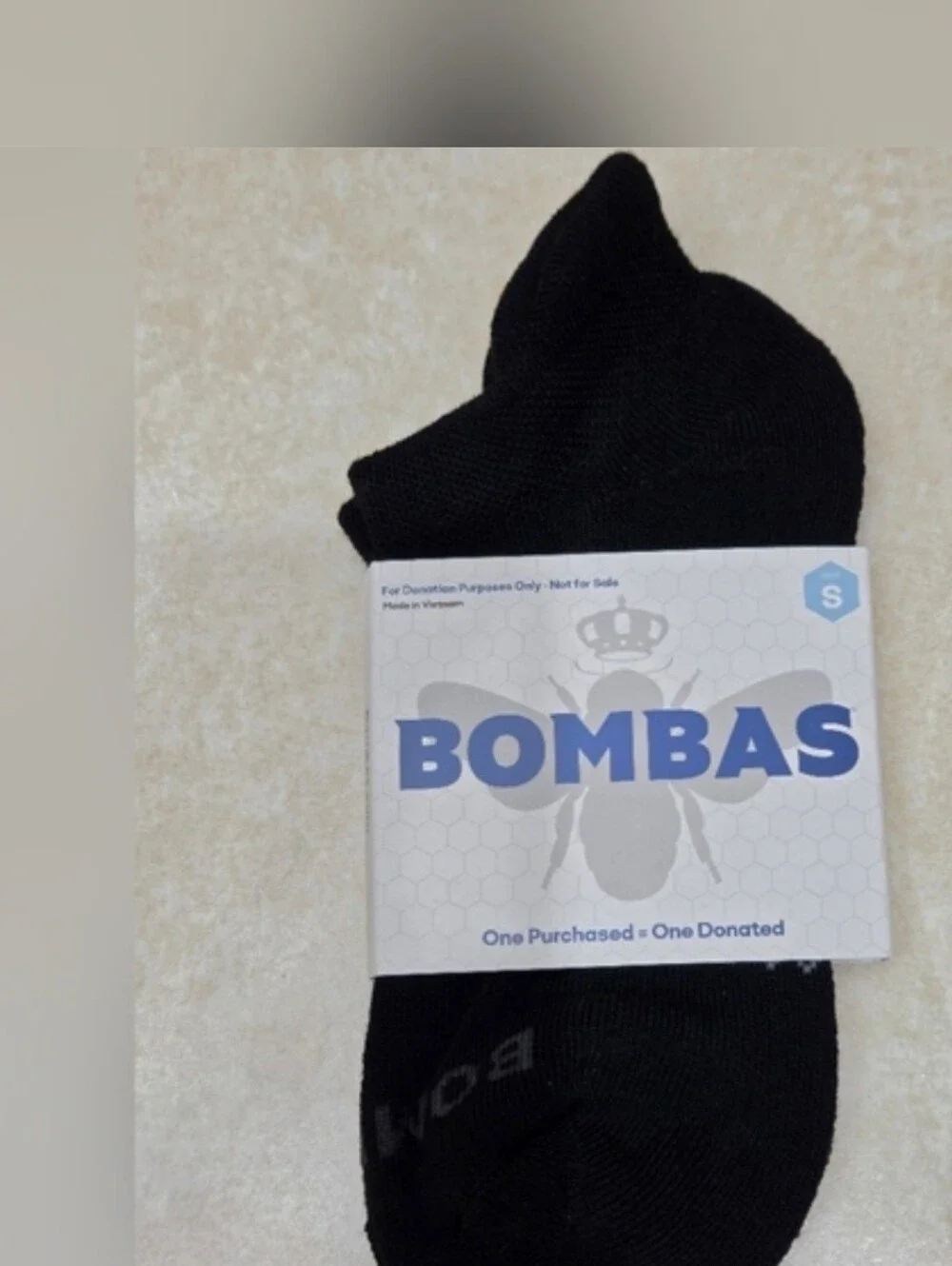 Bombas Ankle Socks Small 3 Pair Unisex Womens & Mens Honeycomb Black/Grey BNWT
